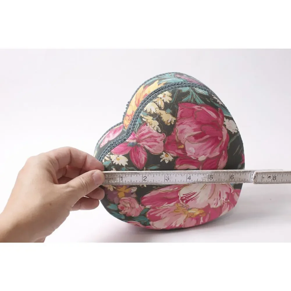 90s Floral Heart-shaped Jewelry Box Vintage Romantic Decor ~ 260622-WH 1281